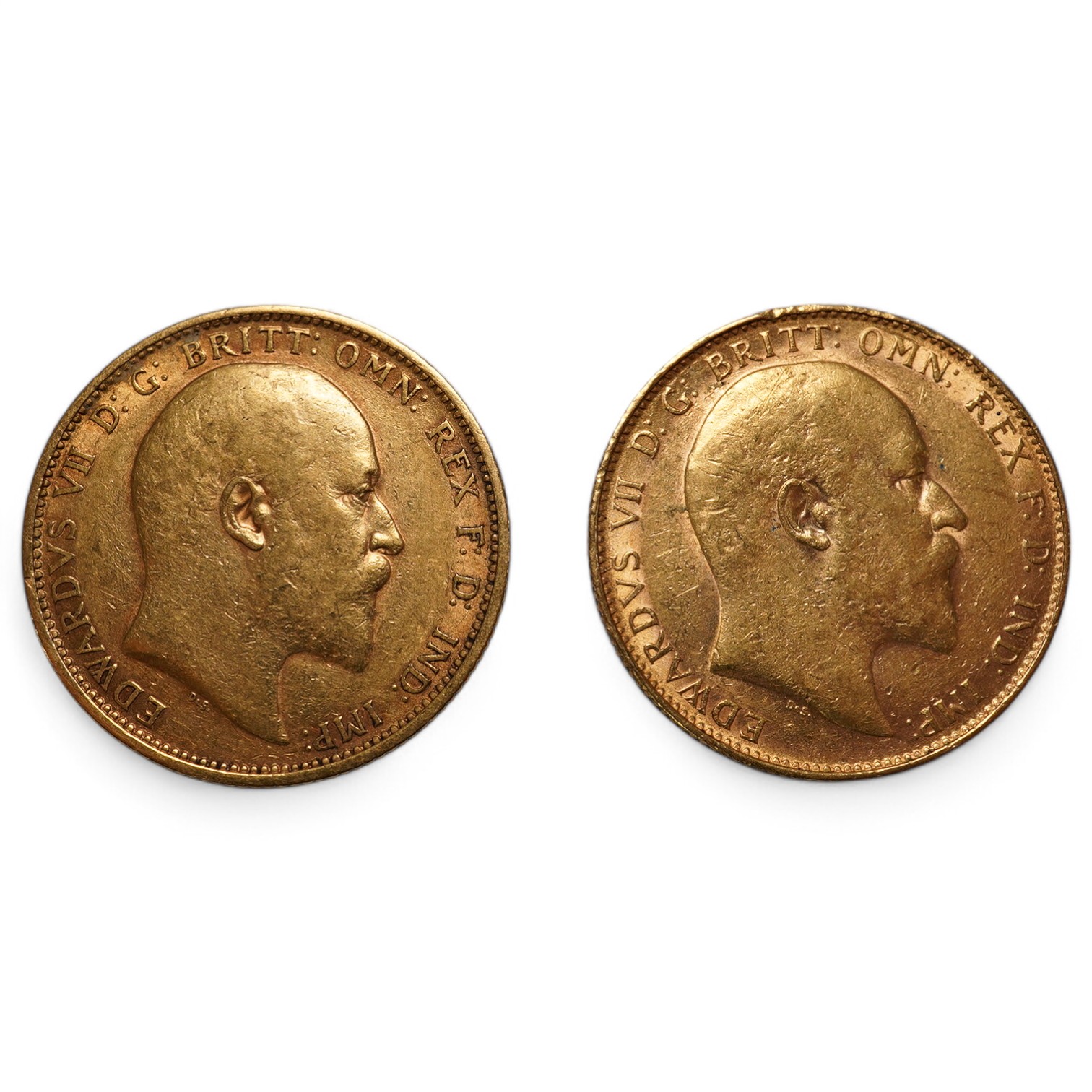 Australia gold coins, Edward VII, two gold sovereigns, 1902S, VF and 1908P, good VF